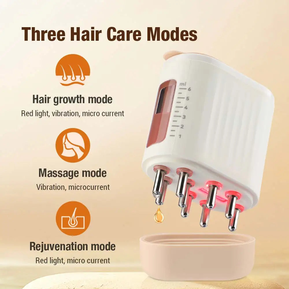 LED Light Therapy Vibration Massage Comb Medicine Liquid Oil Applicator for Hair Growth 