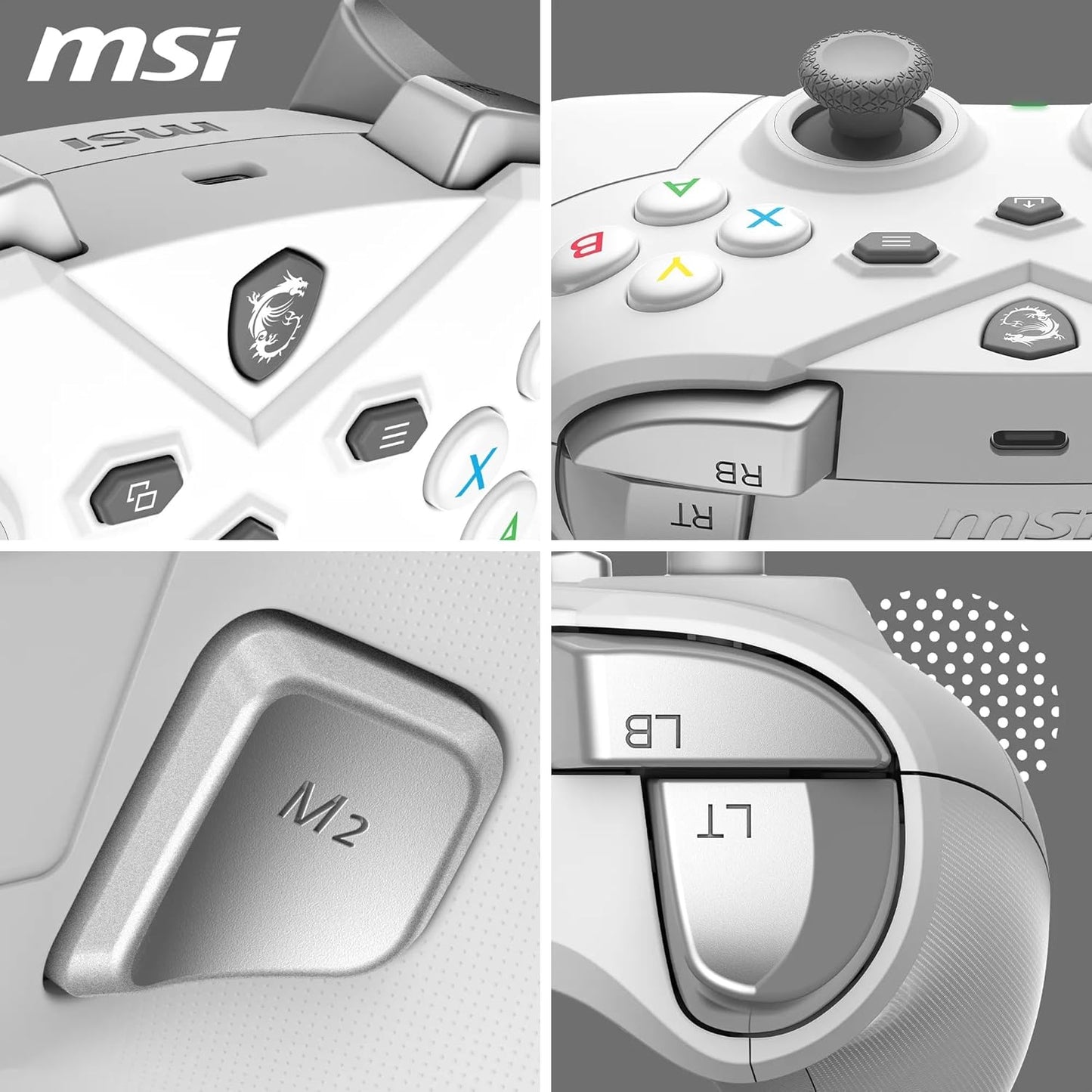 FORCE GC300 WIRELESS WHITE PC Gamepad Controller - 2.4 Ghz, Bluetooth, USB Type-C to a - Wired/Wireless, 600Mah Li-Ion Battery (20H), Interchangeable D-Pad Covers, Dual Vibration Motors