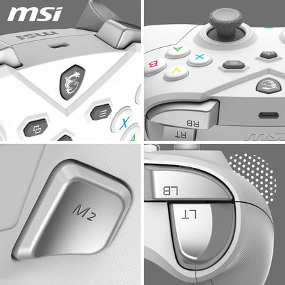 FORCE GC300 WIRELESS WHITE PC Gamepad Controller - 2.4 Ghz, Bluetooth, USB Type-C to a - Wired/Wireless, 600Mah Li-Ion Battery (20H), Interchangeable D-Pad Covers, Dual Vibration Motors