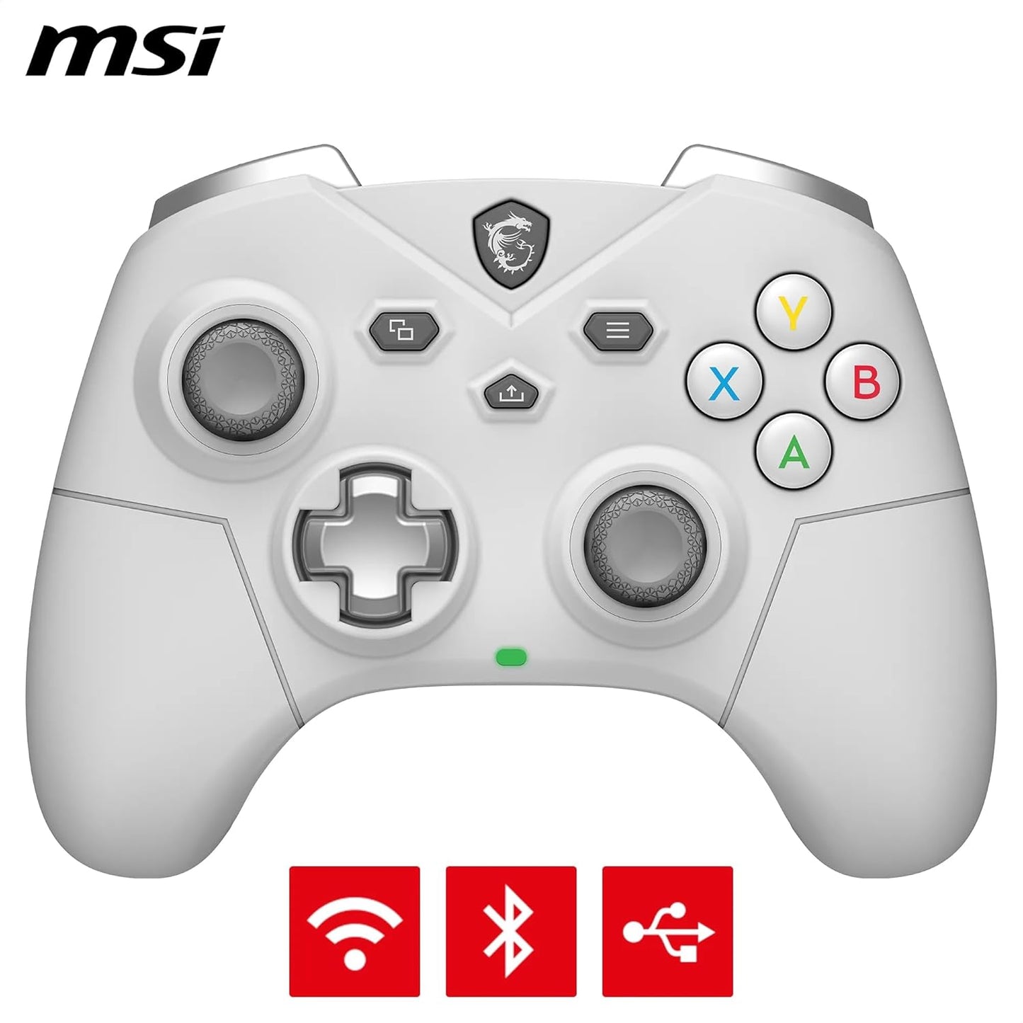 FORCE GC300 WIRELESS WHITE PC Gamepad Controller - 2.4 Ghz, Bluetooth, USB Type-C to a - Wired/Wireless, 600Mah Li-Ion Battery (20H), Interchangeable D-Pad Covers, Dual Vibration Motors