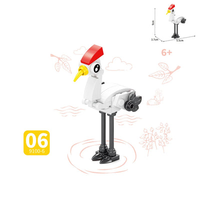 MOC City Creative Building Blocks Accessories Zoo Rhino Lion Kangaroo Wolf Fox Frog Bee Crow Peacock Mini Brick Toy Gifts X021