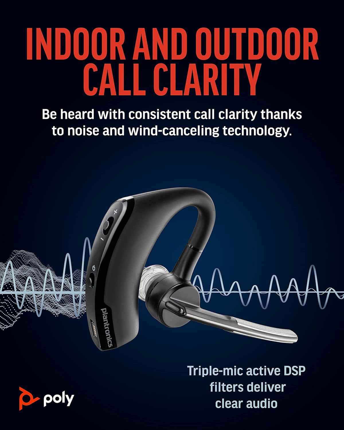 Voyager Legend Wireless Headset (Plantronics) - Single-Ear Bluetooth W/Noise-Canceling Mic - Voice Controls - Mute & Volume Buttons - Ergonomic Design -Connect to Mobile/Tablet via Bluetooth -FFP