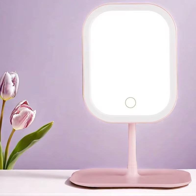 LED Desktop Vanity Mirror – 3-Color Touch Control 