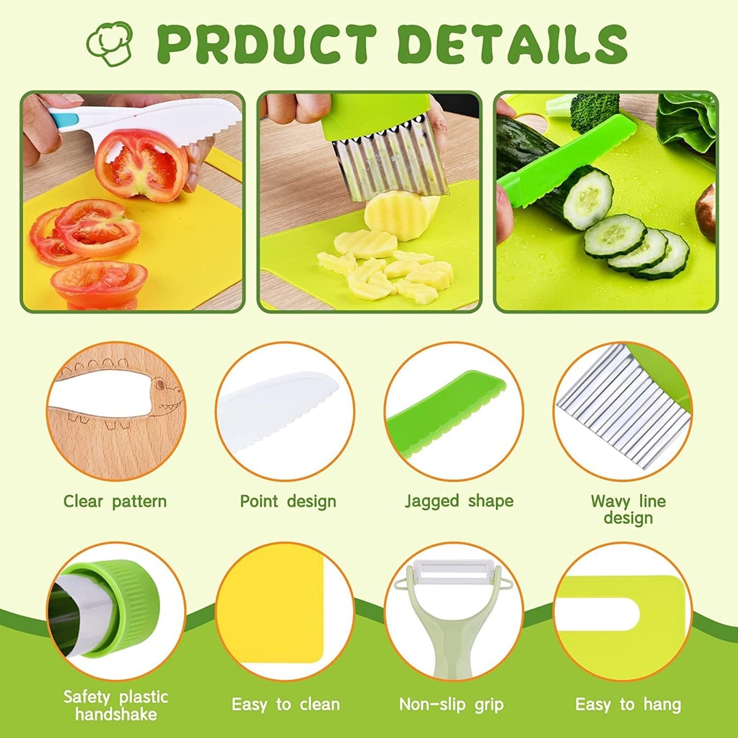 Montessori Kitchen Tools for Toddlers-Kids Cooking Sets Real-Toddler Safe Knives Set (13Pcs)