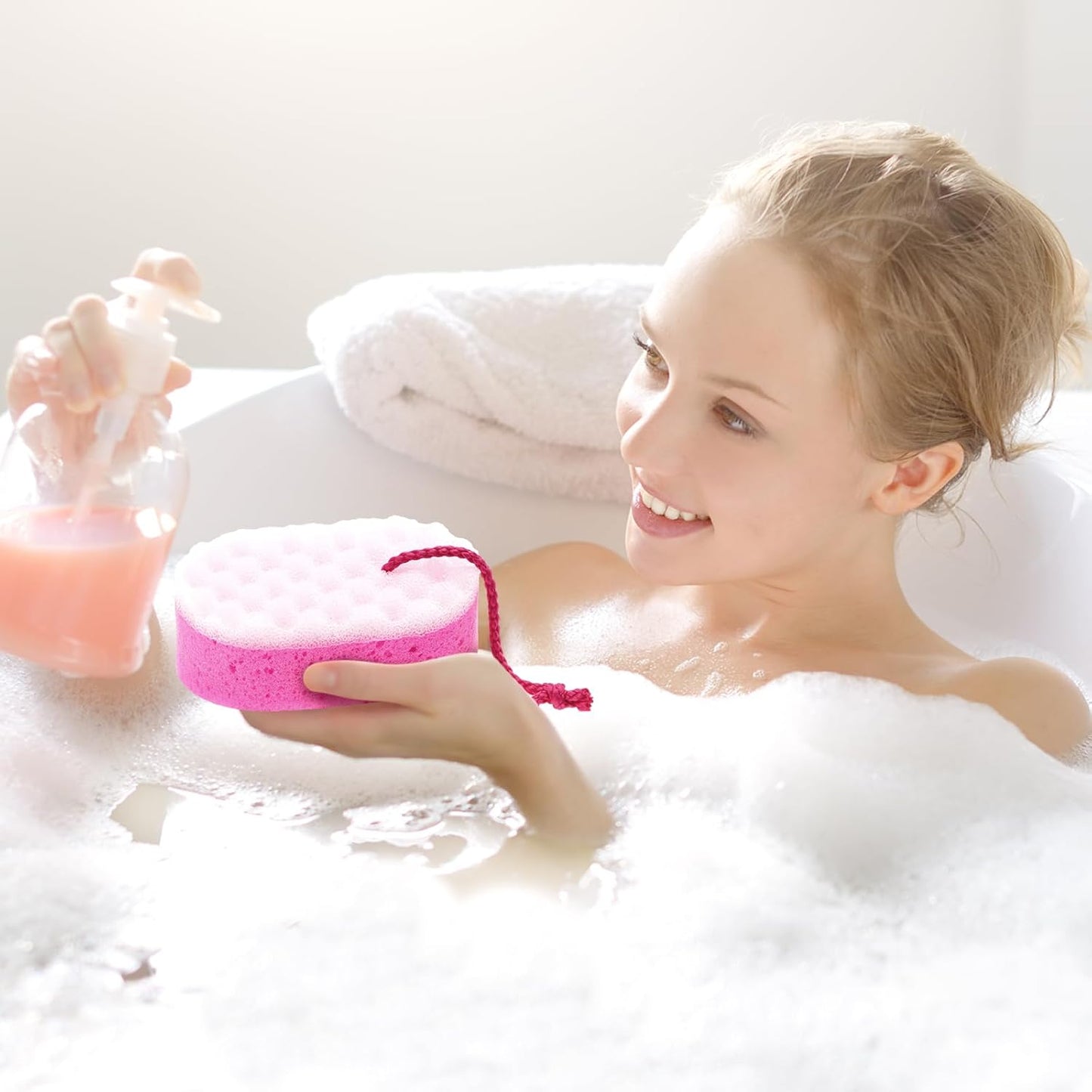 5 Pieces Soft Bath Sponge Shower Natural Gentle Soothing Body Fiber Exfoliating Shower Sponge Wash Bouquet for Women Men, Random Color(Cute Color)