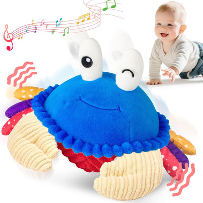 Baby Toys 6-12 Months, Musical Crawling Crab Plush Toy - 40 Songs & Recording Feature, Dancing Walking Moving Bouncing Tummy Time Toy, Sensory Toy for Toddlers 1-3, Birthday Gifts for Infants