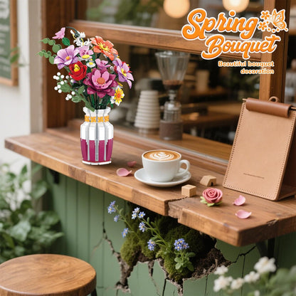 Flowers Bouquet Building Set Wildflower Vase Compatible with Lego Botanical 