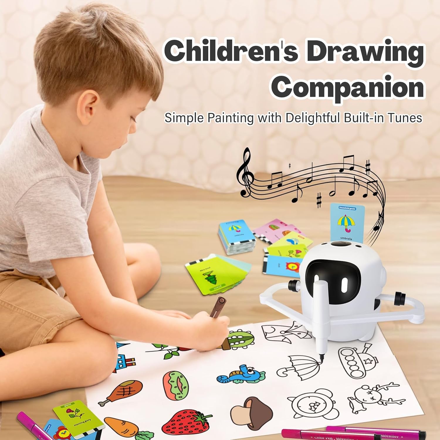 Drawing Robot Toy Voice Interactive Art Machine 150 Cards Kids Learning Toy