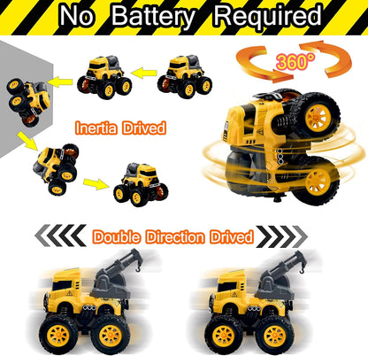 Construction Monster Truck Toys 4PCS Friction Powered Vehicles Kids 3+