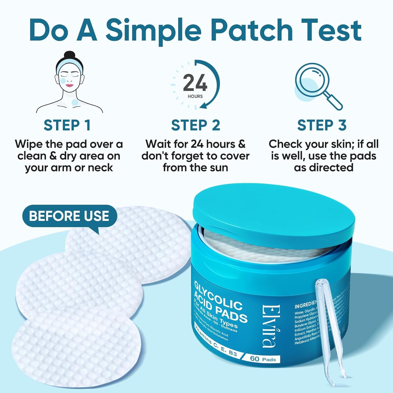 Acne Exfoliating Toner Pads Glycolic 10% Salicylic 2% Niacinamide