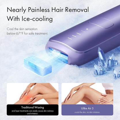  IPL Hair Removal Device with Ice-Cooling - Laser Hair Removal for Women and Men, Long-Lasting - Painless Treatment, For Facial, Bikini & Whole Body