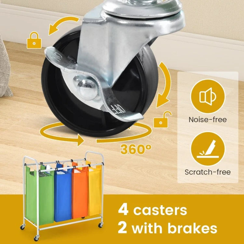 136L High-Capacity Four-Compartment Laundry Sorter