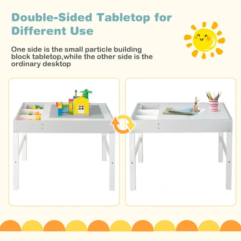 3-in-1 Wooden Children's Table with Storage and Dual-Sided Tabletop