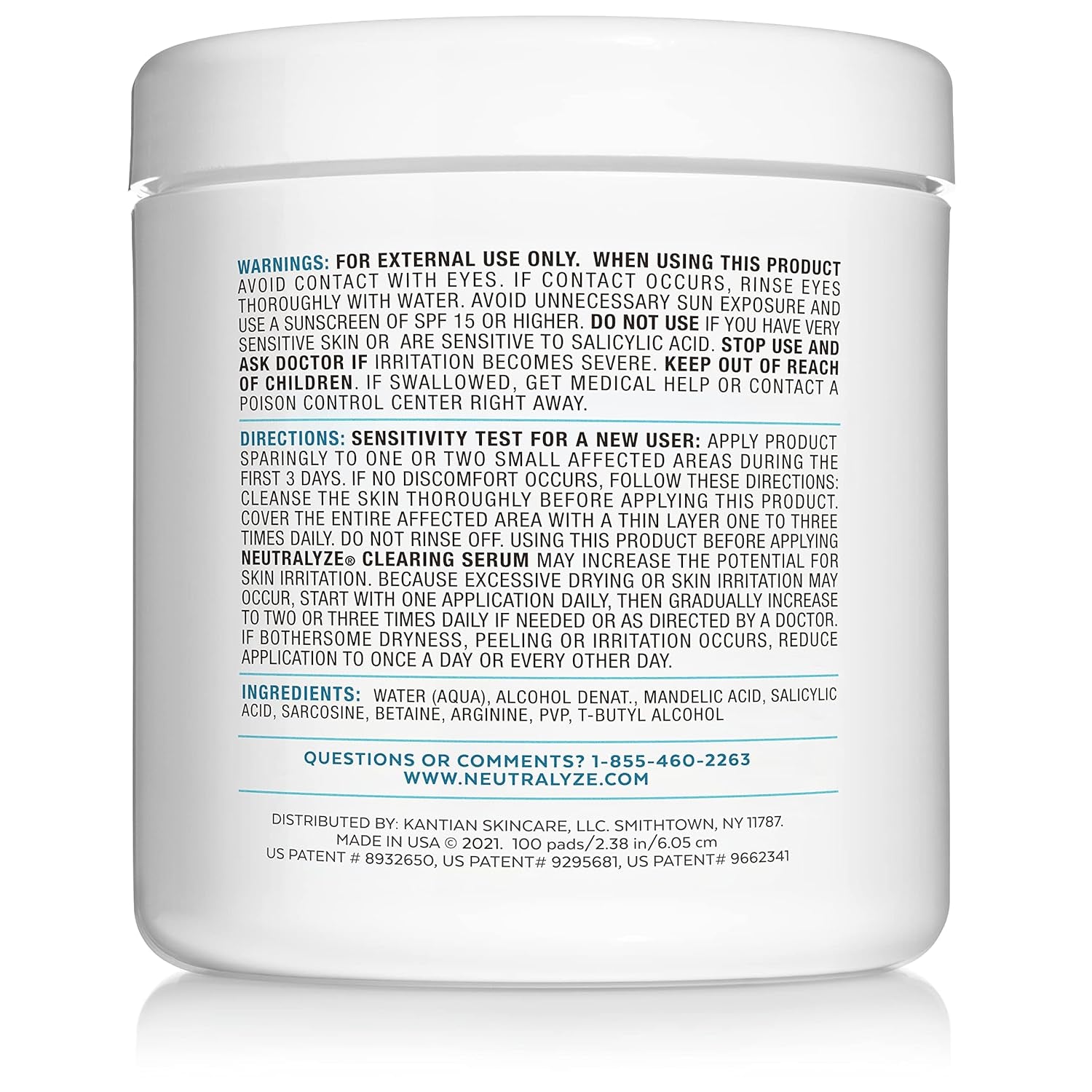 Exfoliating Acne Treatment Wipes - Maximum Strength, Textured Acne Pads with 2% Mandelic Acid & 2% Salicylic Acid for Face & Body - Suitable for All Skin Types, Teens & Adults (100 Wipes)