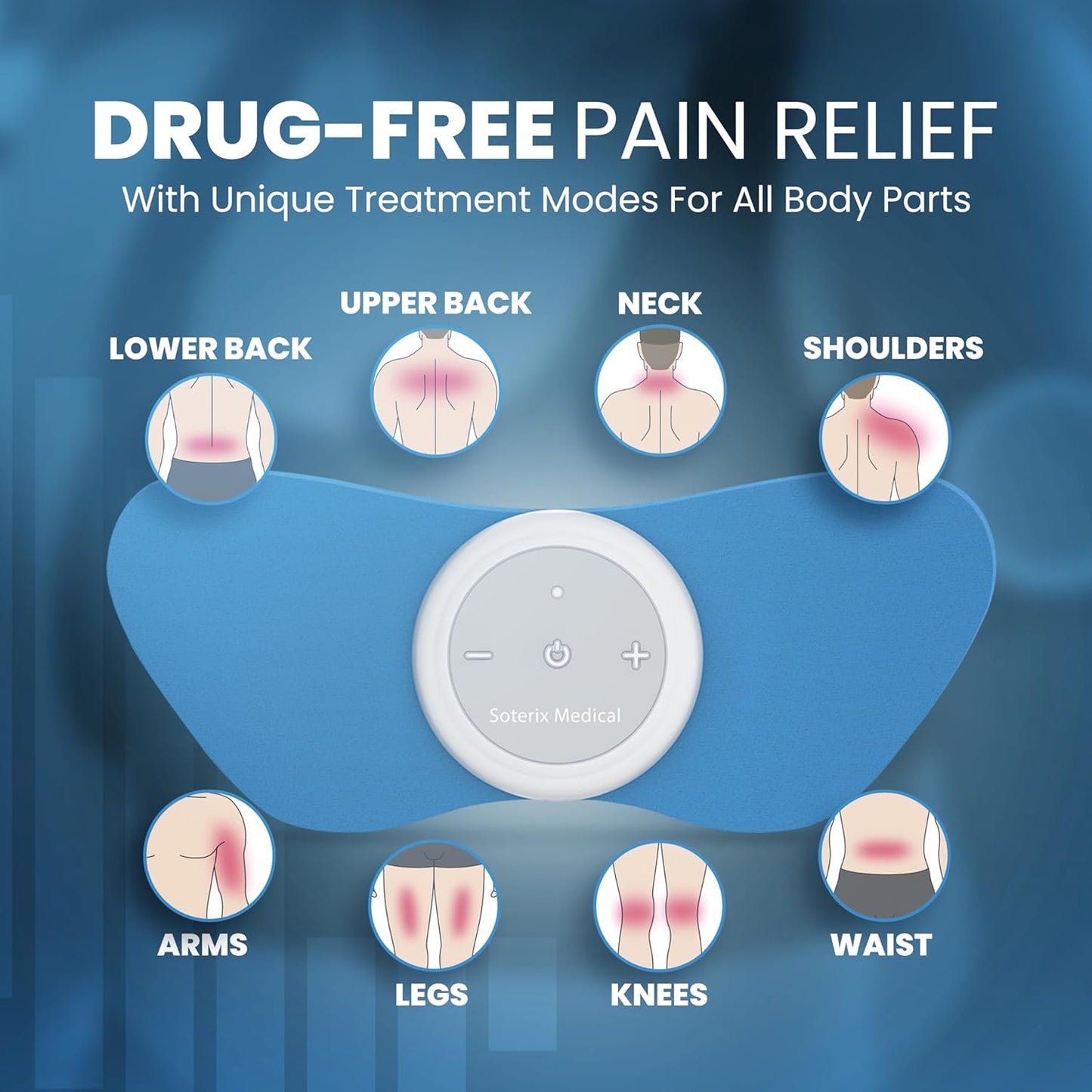 Painx TENS Wireless Tens Unit Muscle Stimulator with EMS - FSA Tens Unit for Back Pain, Knee, Neck and Face with USB Rechargeable Device and Remote, Designed in USA, 4 Electrode Pads