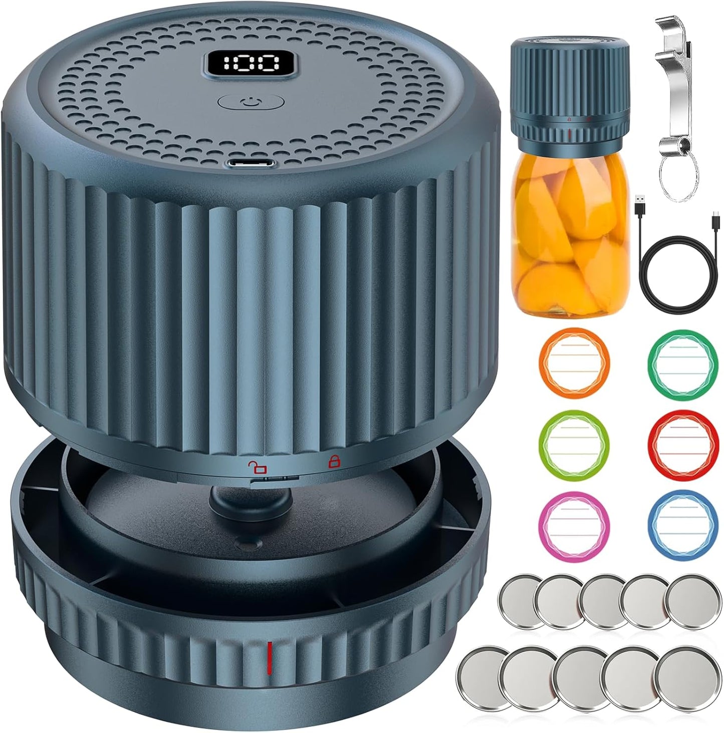 Smart Electric Vacuum Sealer for Mason Jar - Wide and Regular Mouth Canning Jars - Portable Food Storage Solution