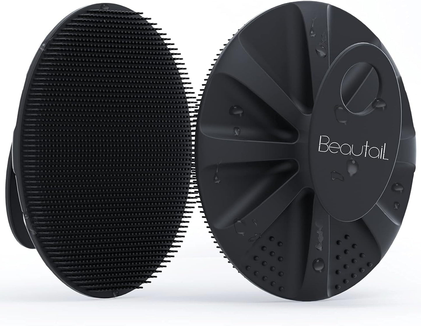 Silicone Body Scrubber Shower Bath Wash Brush Gentle Exfoliating Scrub Cleansing Loofah for Women Men Baby Sensitive Skin, Easy to Clean, Lather Nicely, More Hygienic, 1 Pack, Black