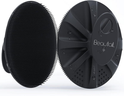 Silicone Body Scrubber Shower Bath Wash Brush Gentle Exfoliating Scrub Cleansing Loofah for Women Men Baby Sensitive Skin, Easy to Clean, Lather Nicely, More Hygienic, 1 Pack, Black