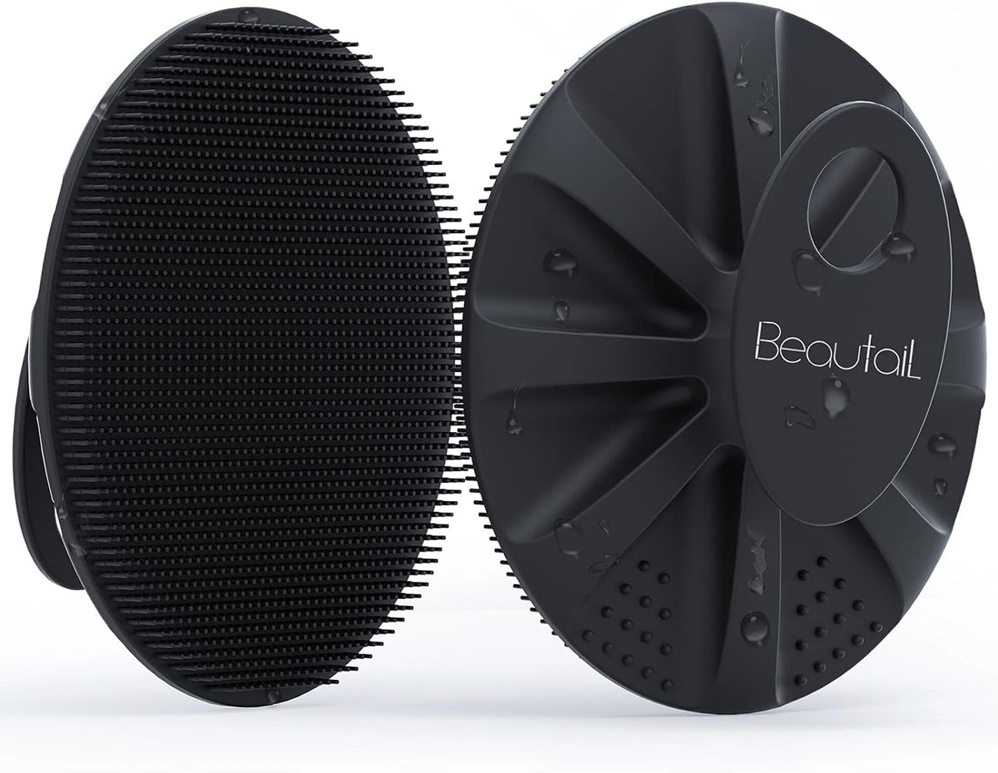 Silicone Body Scrubber Shower Bath Wash Brush Gentle Exfoliating Scrub Cleansing Loofah for Women Men Baby Sensitive Skin, Easy to Clean, Lather Nicely, More Hygienic, 1 Pack, Black