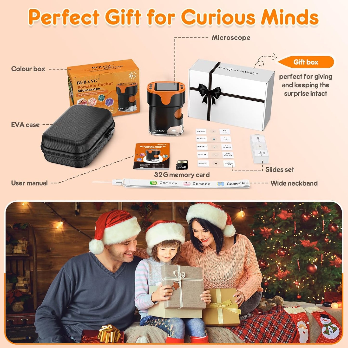 1000X Handheld Digital Microscope for Kids - 4K 2.0" Screen, Rechargeable Mini Labster Portable Pocket Scope, Includes Slides Kit - Science Gadget Edu Gift for Children Ages 4-12