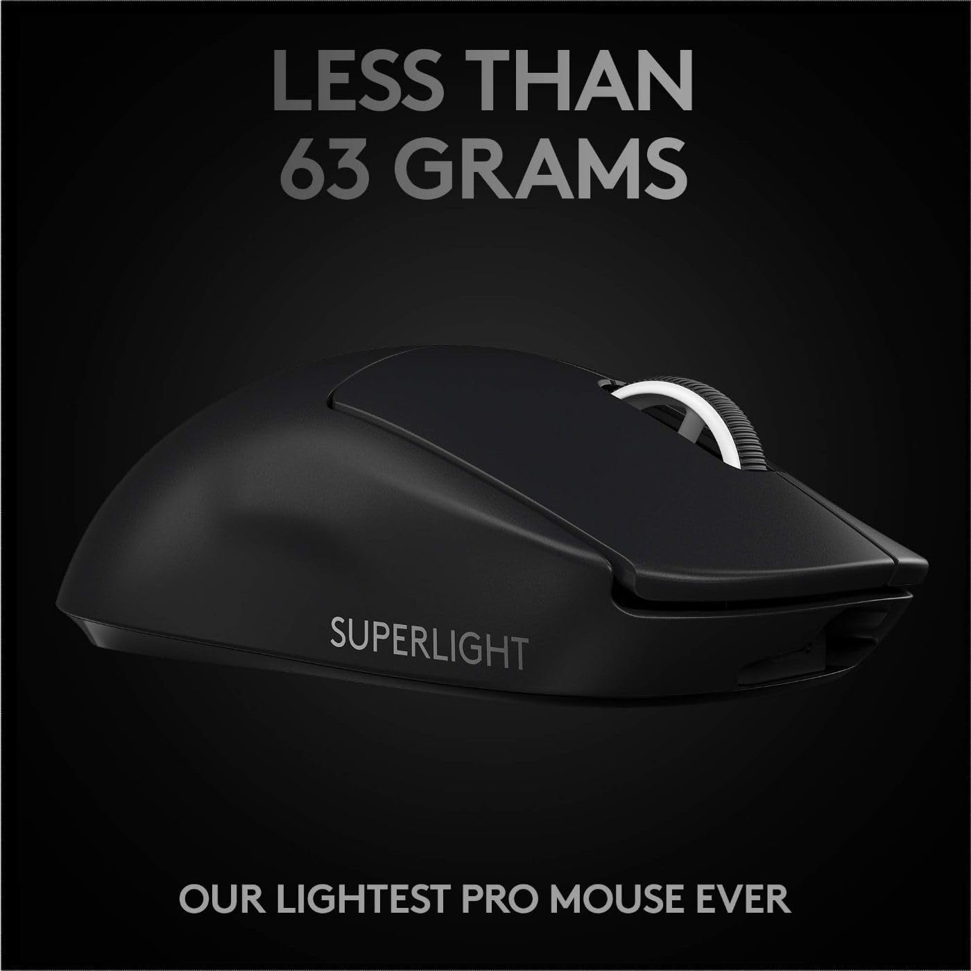 PRO X Superlight Wireless Gaming Mouse, Ultra-Lightweight, Hero 25K Sensor, 25,600 DPI, 5 Programmable Buttons, Long Battery Life, Compatible with Pc/Mac - Black