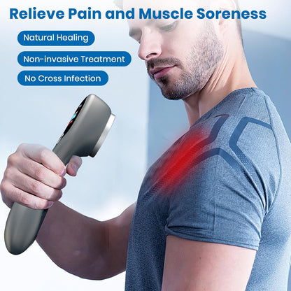 Handheld Red Light Therapy Wand with Stand, Infrared Light Therapy Device for Body, Portable Cold Red Light Therapy Gun for Muscle and Joint Pain(4 * 808Nm+14 * 650Nm)