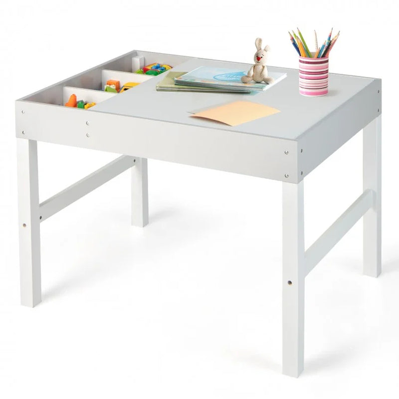 3-in-1 Wooden Children's Table with Storage and Dual-Sided Tabletop