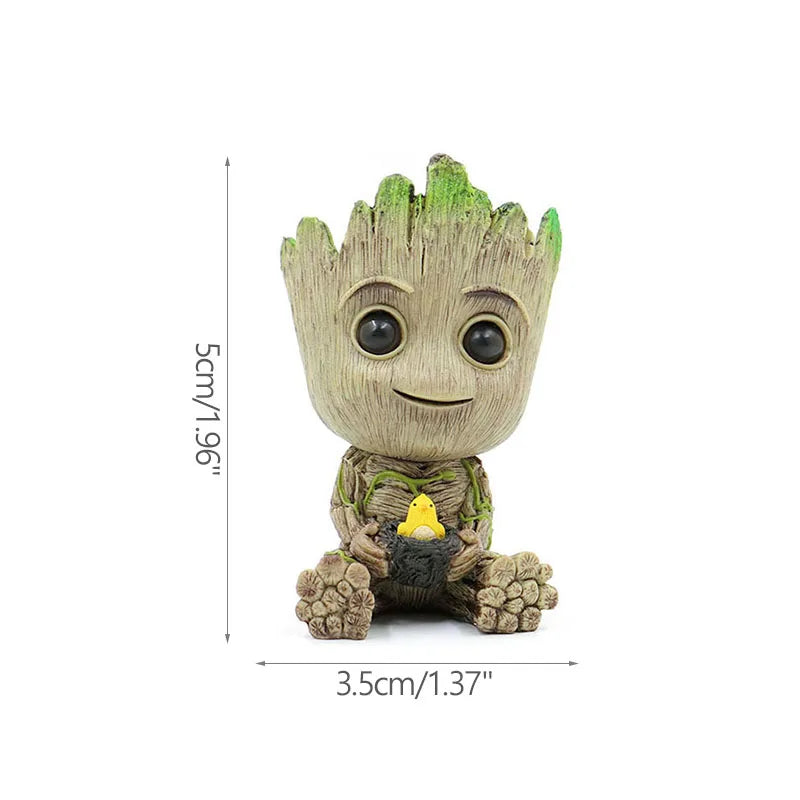 Mini Cartoon Groot Figurine – Cute Tree Man Ornament 5CM Desk Decor, Home & Office Miniature Model