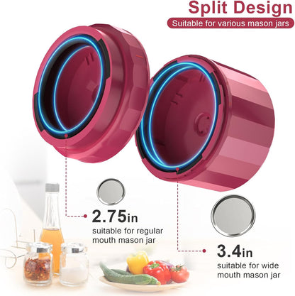 M11 Mason Jar Vacuum Sealer - Electric Jar Vacuum Sealer for Canning Jars Kit with Wide and Regular Mouth Mason Lids, Vacuum Sealing Machine for Food Storage