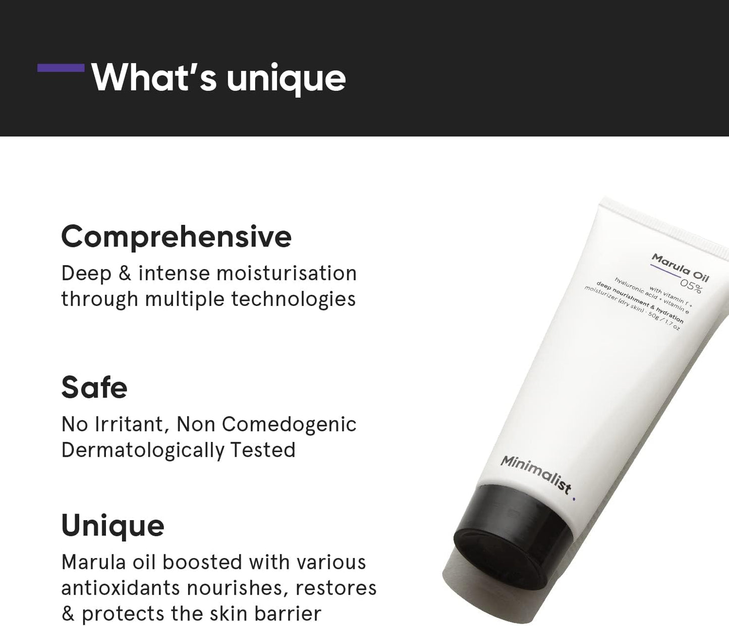 Face Moisturizer for Dry Skin with 5% Marula Oil and Hyaluronic Acid 1.7 Oz / 50 g