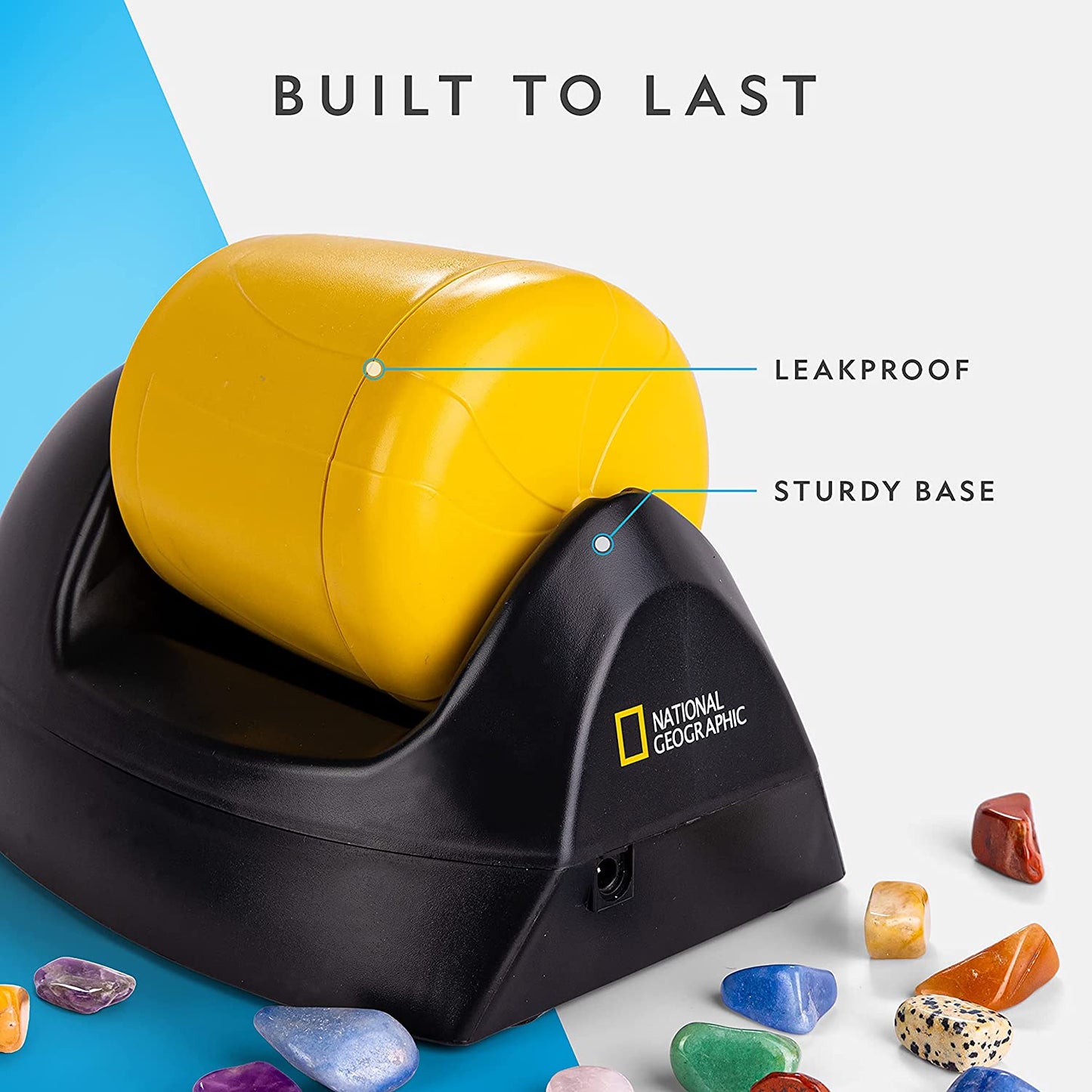 NATIONAL GEOGRAPHIC Starter Rock Tumbler Kit - Includes Rough Gemstones, 4-Stage Silicon Carbide Polishing Grit, Jewellery Fastenings & Learning Guide - STEM Science Kit for Geology Enthusiasts