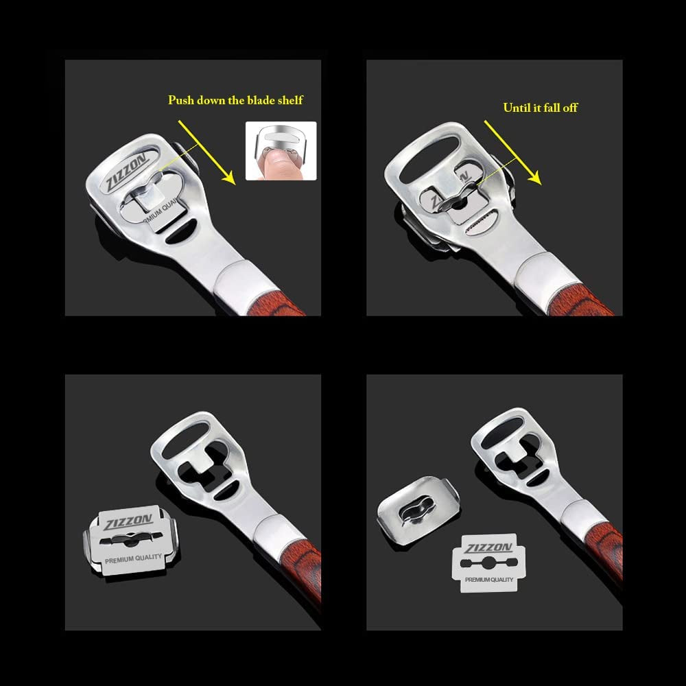 Professional Pedicure Callus Shaver with Wooden Handle and 10 Replacement Blades