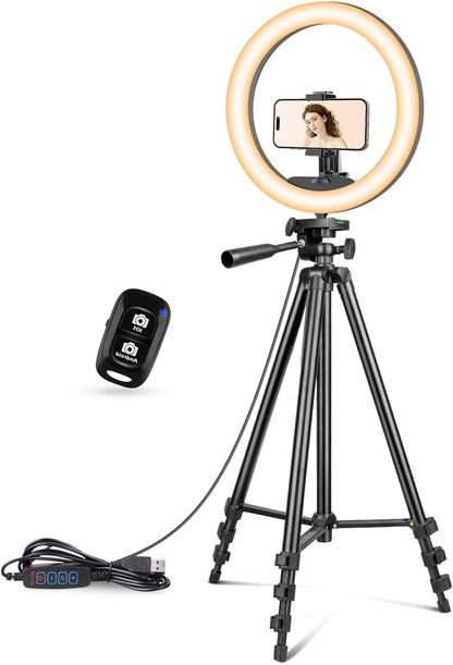 12 Inch Ring Light with Stand 50in Tripod Phone Holder for Makeup Video