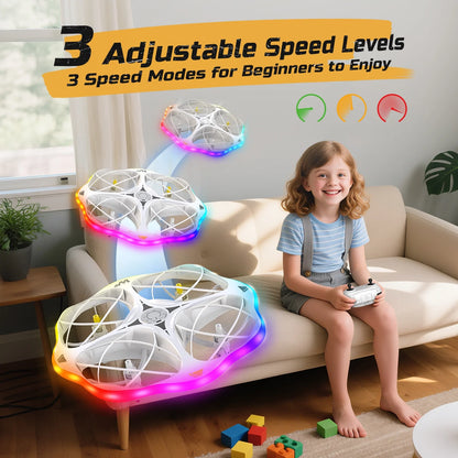 UFO RC Drone for Kids Quadcopter with LED Lights 360° Flip Remote Control White