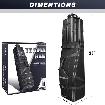 Sturdy Hard Case Golf Travel Bag with Oversized Travel Wheels for Airlines - High Performance 1680D Premium Oxford Fabric Golf Travel Cover