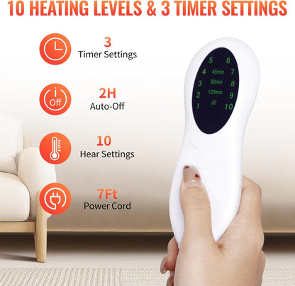 Electric Heating Pads for Back, Neck, Shoulders and Abdomen- 20"X27" , 10 Heating Levels, 2 Hours Auto Shut Off,  Gray