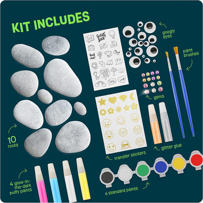 Kids Glow in the Dark Rock Painting Kit Arts & Crafts Toys Ages 4–12