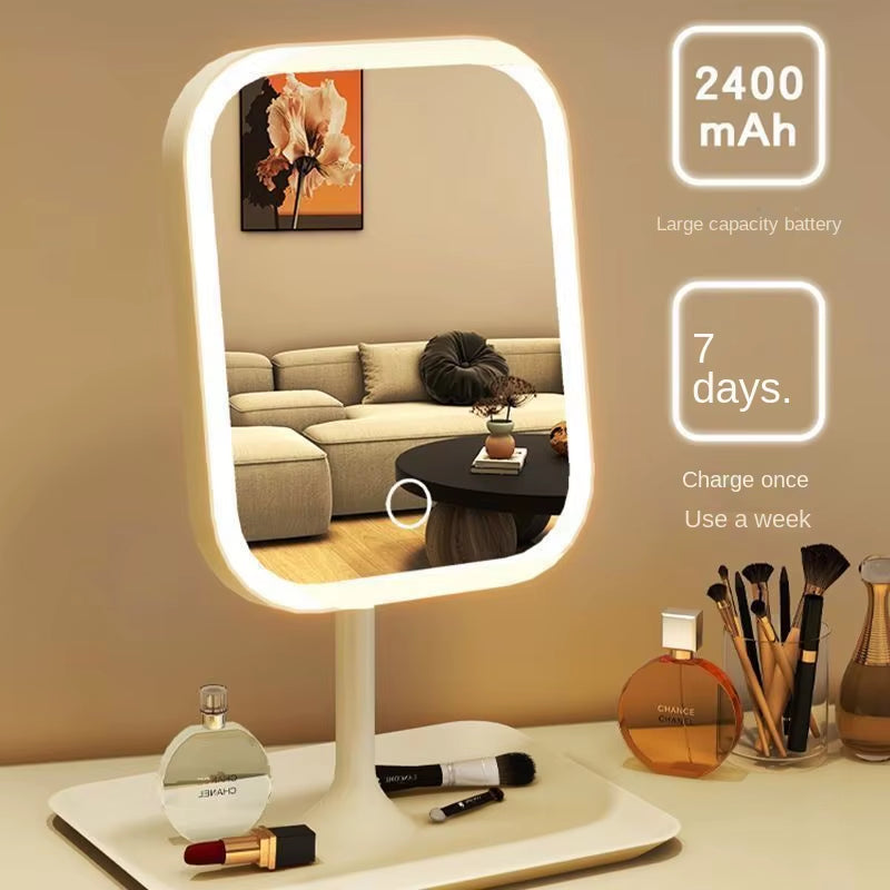 LED Desktop Vanity Mirror – 3-Color Touch Control 