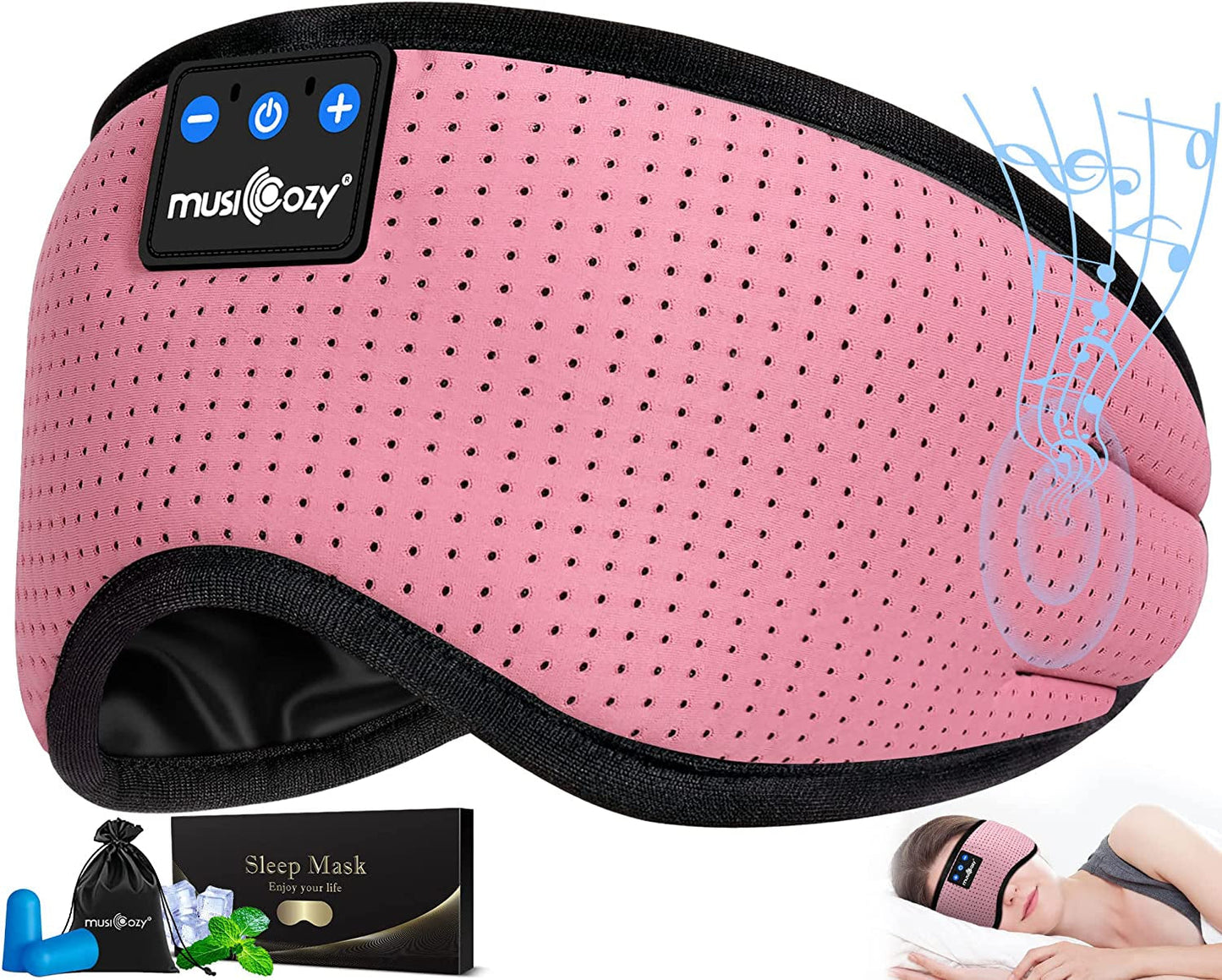 Breathable Bluetooth Sleep Headphones -5.4 Headband 3D Sleeping Headphones, Wireless Eye Mask Sleep Earbuds - Side Sleeper (Matte Black)