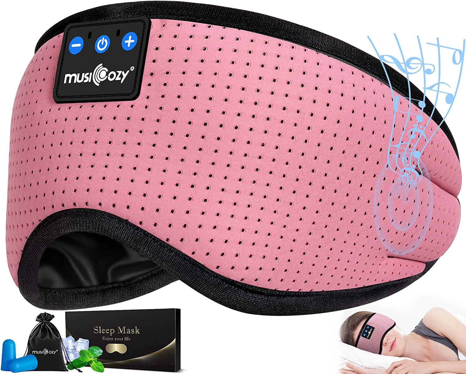 Breathable Bluetooth Sleep Headphones -5.4 Headband 3D Sleeping Headphones, Wireless Eye Mask Sleep Earbuds - Side Sleeper (Matte Black)