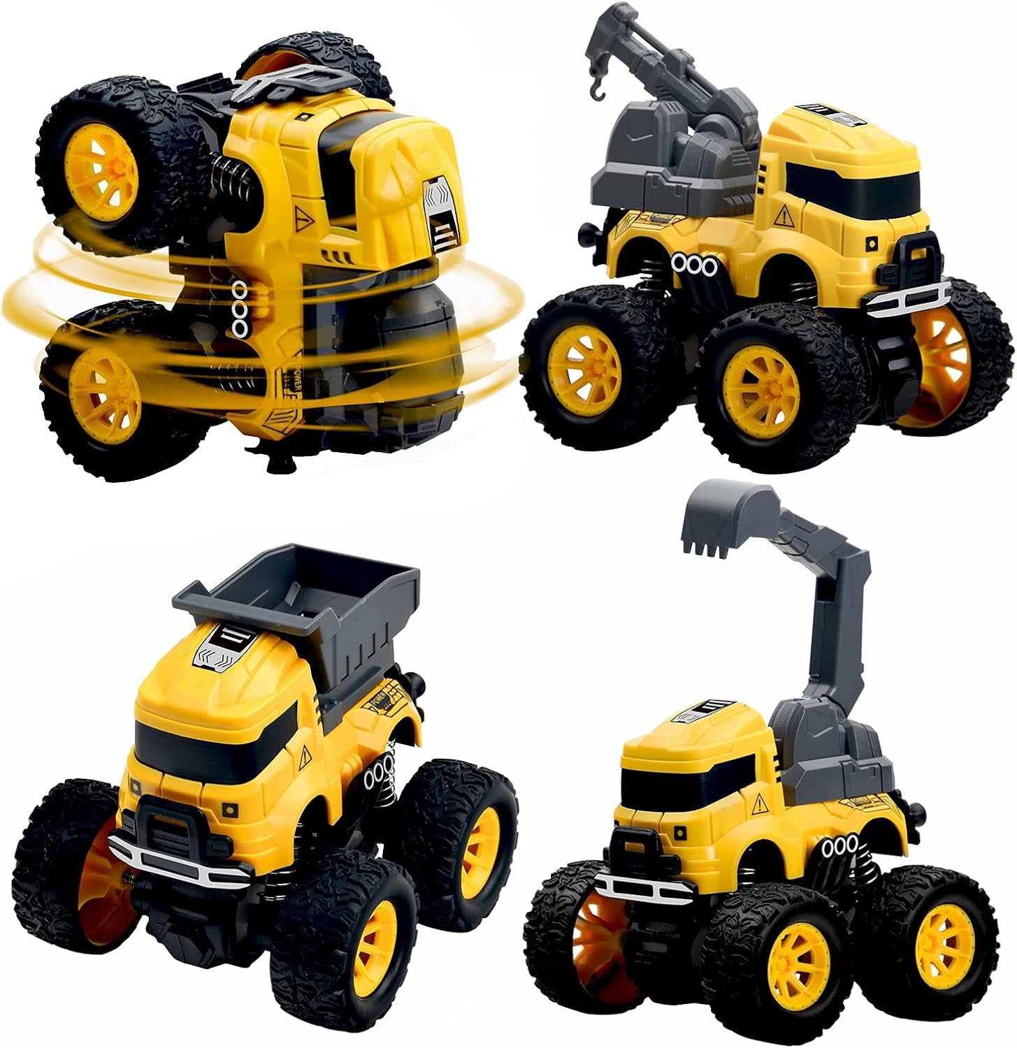 Construction Monster Truck Toys 4PCS Friction Powered Vehicles Kids 3+
