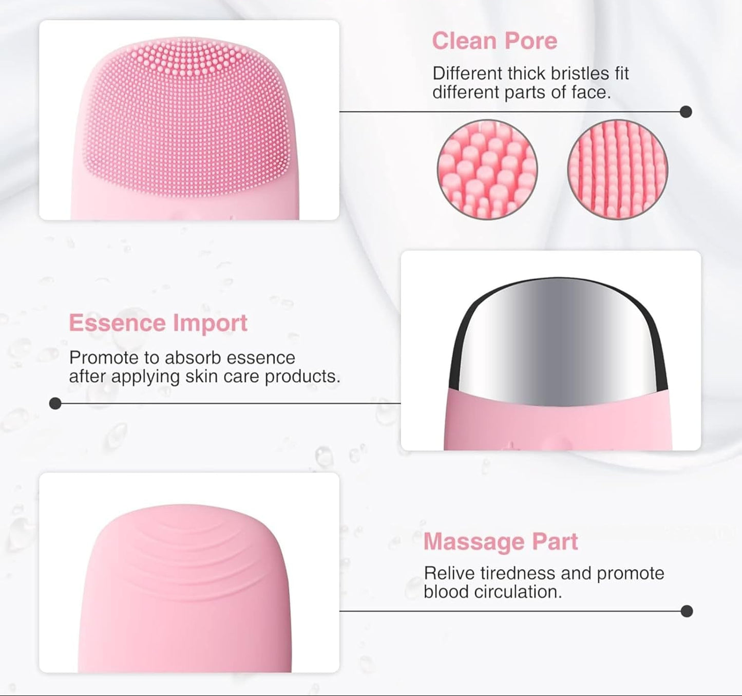 Facial Care Set: Electric Silicone Face Scrubber, Jade Roller & Gua Sha, and Precision Eyebrow Trimmer