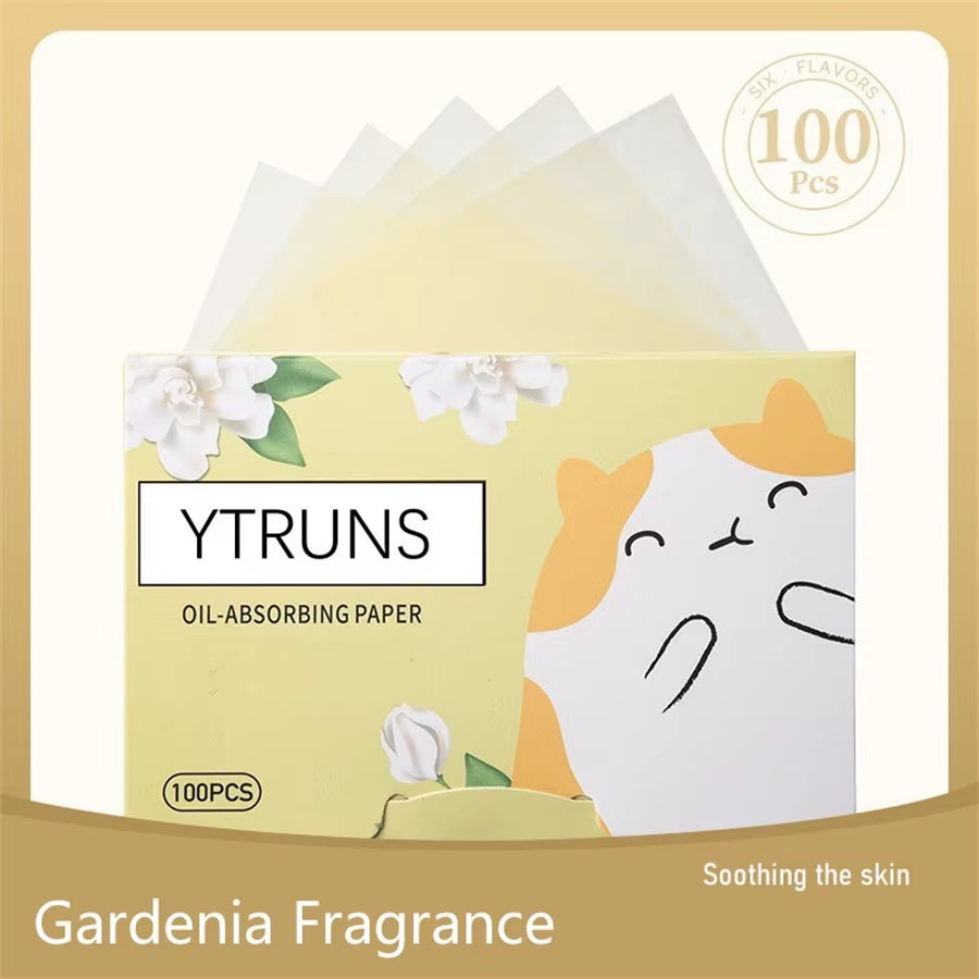 Green Tea/Gardenia/Chamomile/Lavender/Rose/Bamboo Charcoal 100Pcs Boxed Fragrance Oil Absorbing Paper for Men and Women Face Oil