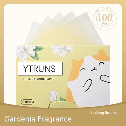 Green Tea/Gardenia/Chamomile/Lavender/Rose/Bamboo Charcoal 100Pcs Boxed Fragrance Oil Absorbing Paper for Men and Women Face Oil