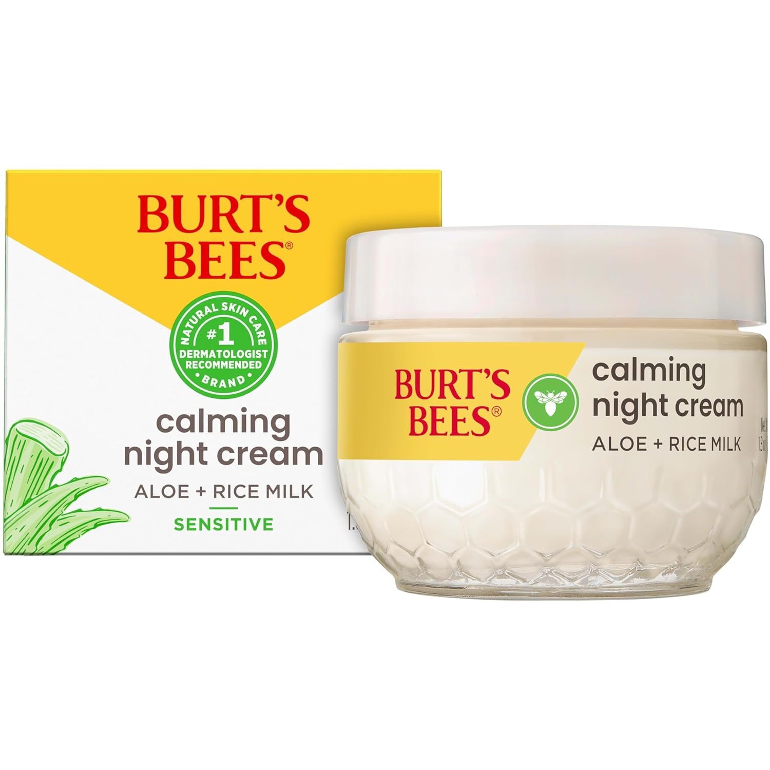 Calming Day Face Lotion with Aloe and Rice Milk, Soothing Face Lotion for Sensitive Skin, 98.9 Percent Natural Origin Skin Care, 1.8 Oz. Bottle