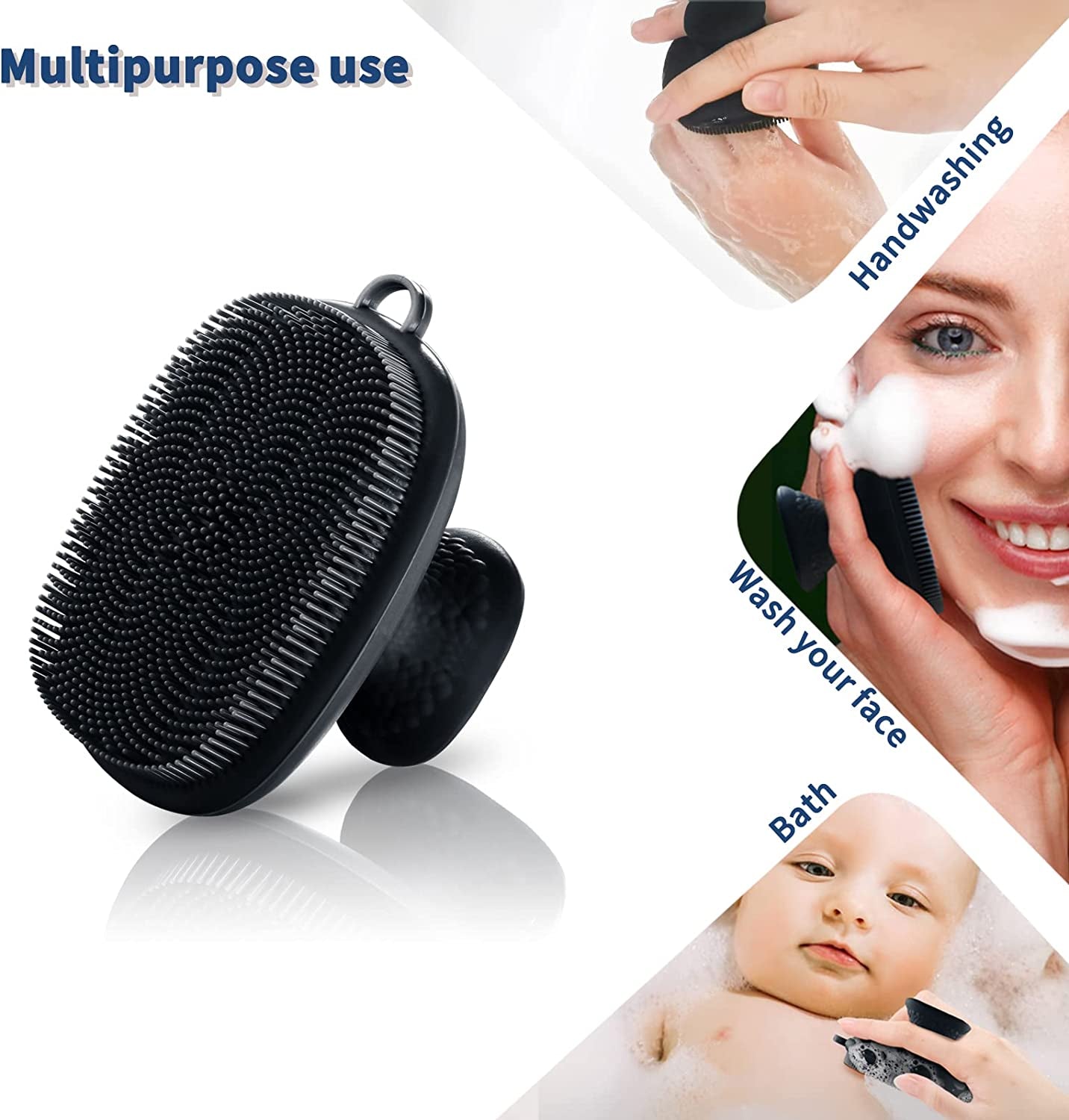 Silicone Face Scrubber -Facial Cleansing Brush, Silicone Face Wash Brush Manual Waterproof Cleansing Skin Care Face Brushes for Cleansing and Exfoliating (Black)