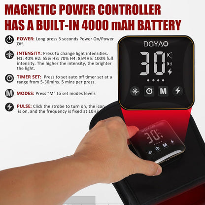 Cordless Red & Infrared Light Therapy for Hand Pain Relief Device with 660Nm Red 850Nm Infrared Light with 4000Mah Battery Portable Pad for Hands Fingers Wrist Joint Stiffness Treatment Gloves