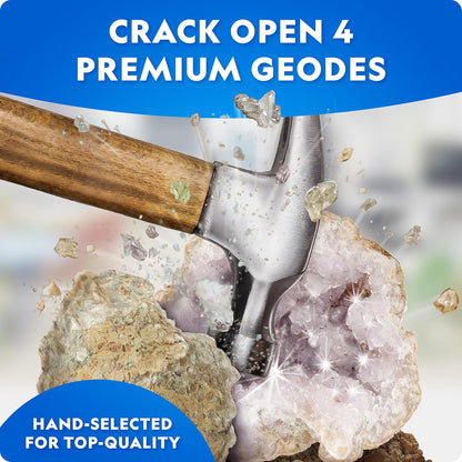 National Geographic Break Open 4 Geodes Kit Goggles Stand STEM Science