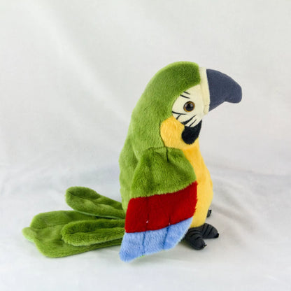 Talking Stuffed Parrot Toy – Interactive Electronic Bird Plush with Voice Repeat, Waving Wings & Head Movement for Kids