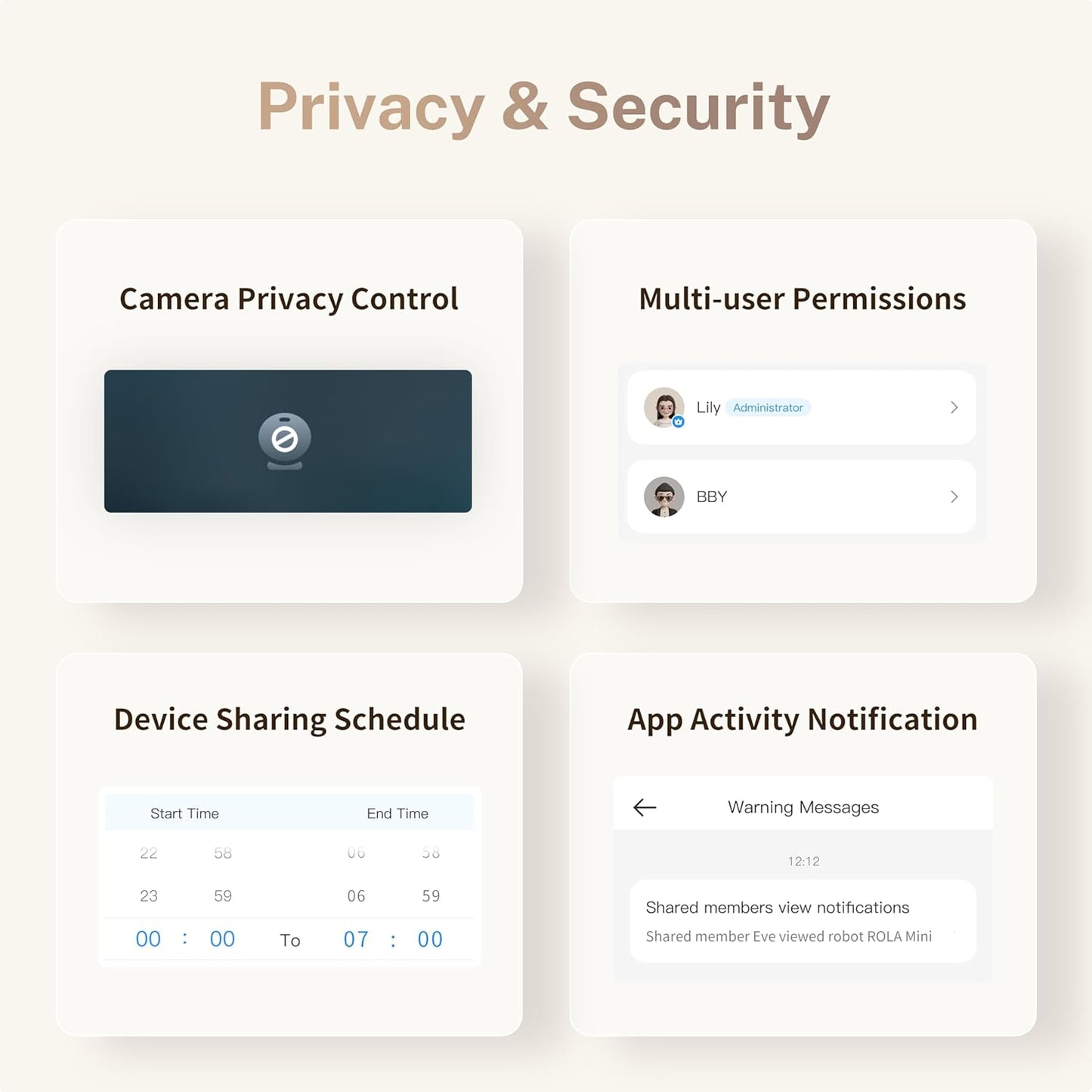 ROLA Mini 2K Pet Camera Robot: Movable Indoor Camera Battery-Powered with Phone App, One-Touch Call, 2-Way Talk, IR Night Vision, Motion Detection, Video Recording